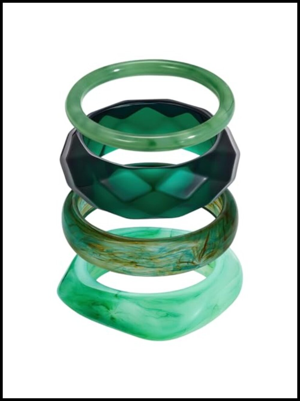 4 Pc Acrylic Resin Bangles Set Chunky Boho Geometric Stackable Bracelets Women
